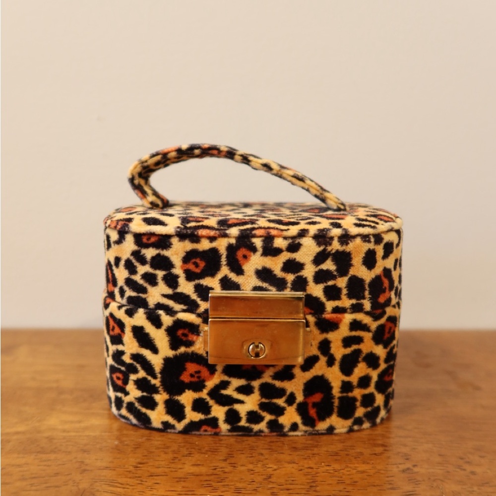 Susan Faris Small Animal Print Faux Fur Mirror Jewelry Case